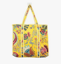 Quilted Cotton Tote Bag (Yellow Floral)