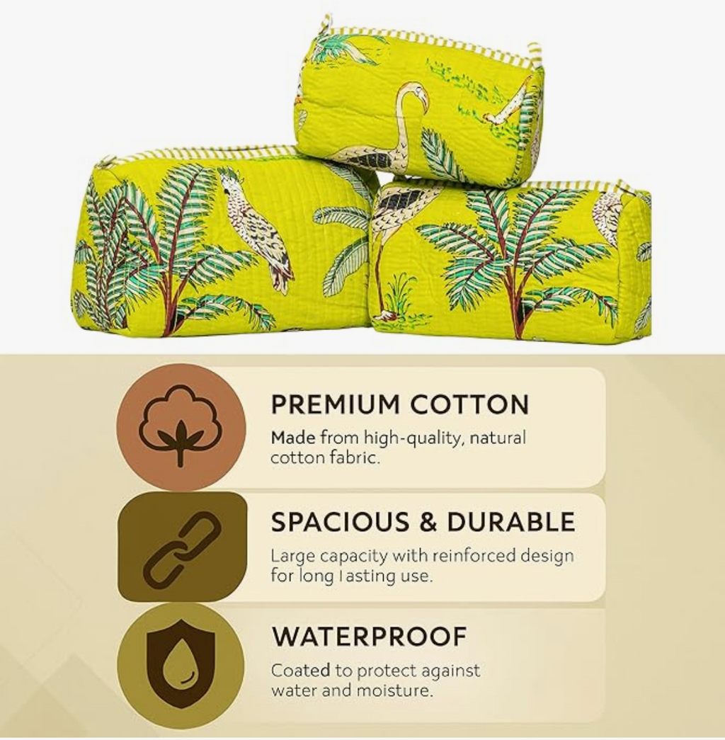 Travel Toiletry Bags (Parrot Green Jungle)