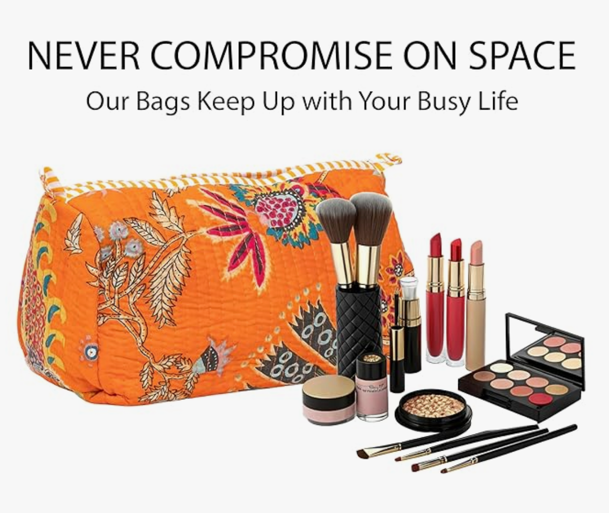 Travel Toiletry Bags (Orange Floral)