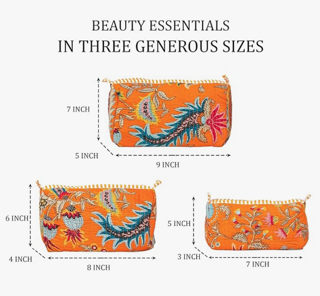 Travel Toiletry Bags (Orange Floral)