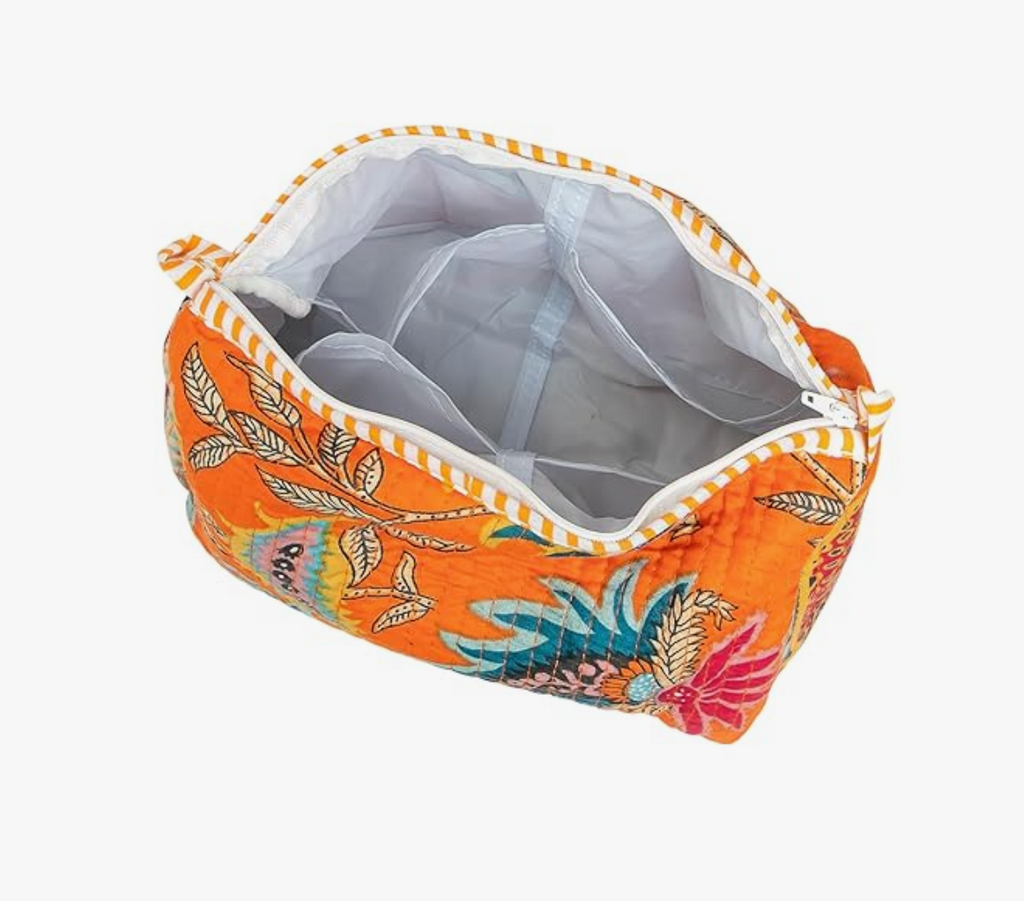 Travel Toiletry Bags (Orange Floral)