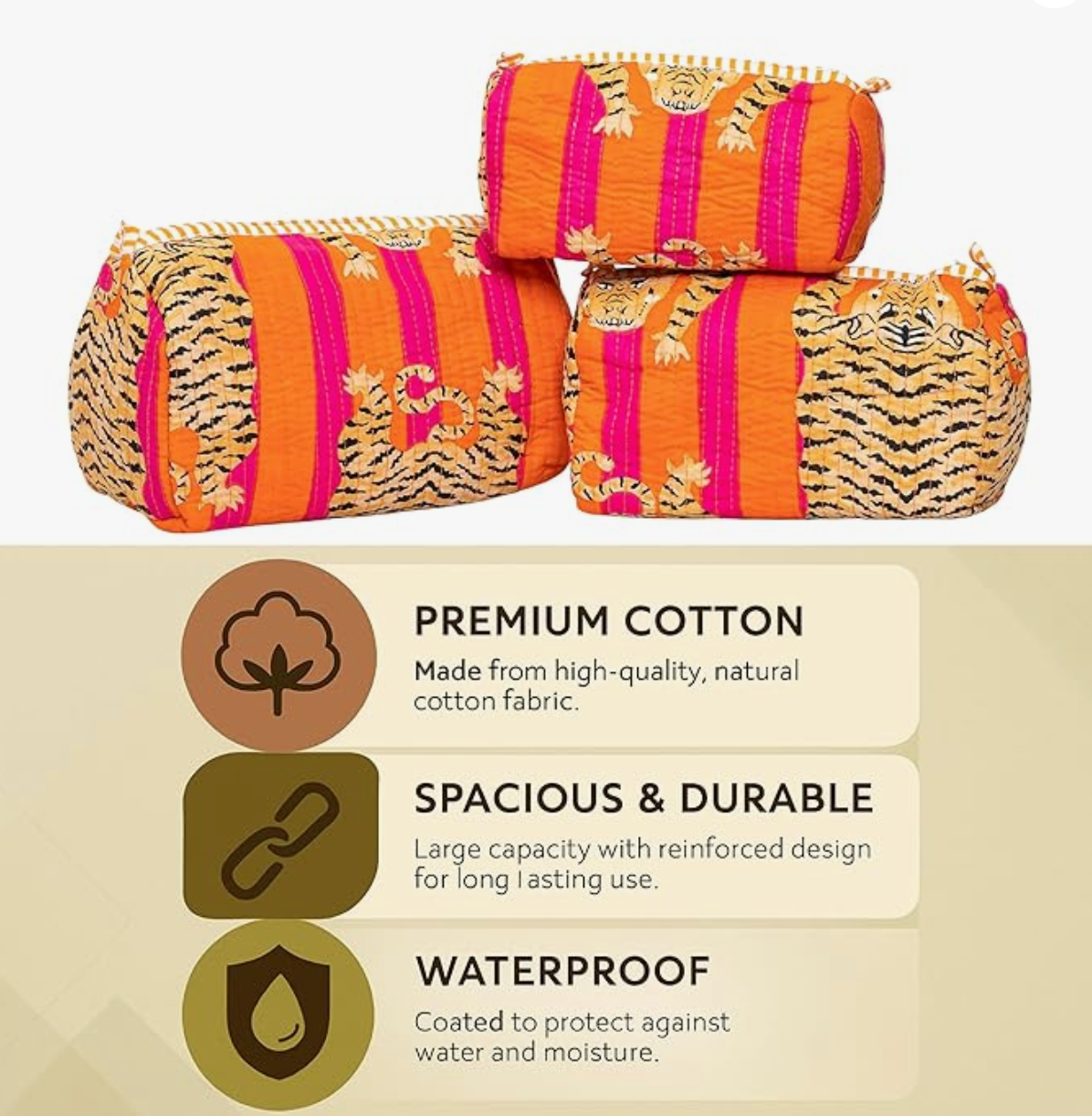 Travel Toiletry Bags (Orange Tiger)