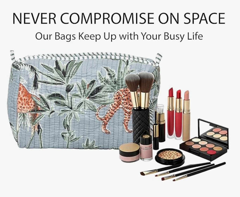 Travel Toiletry Bags (Grey Floral)
