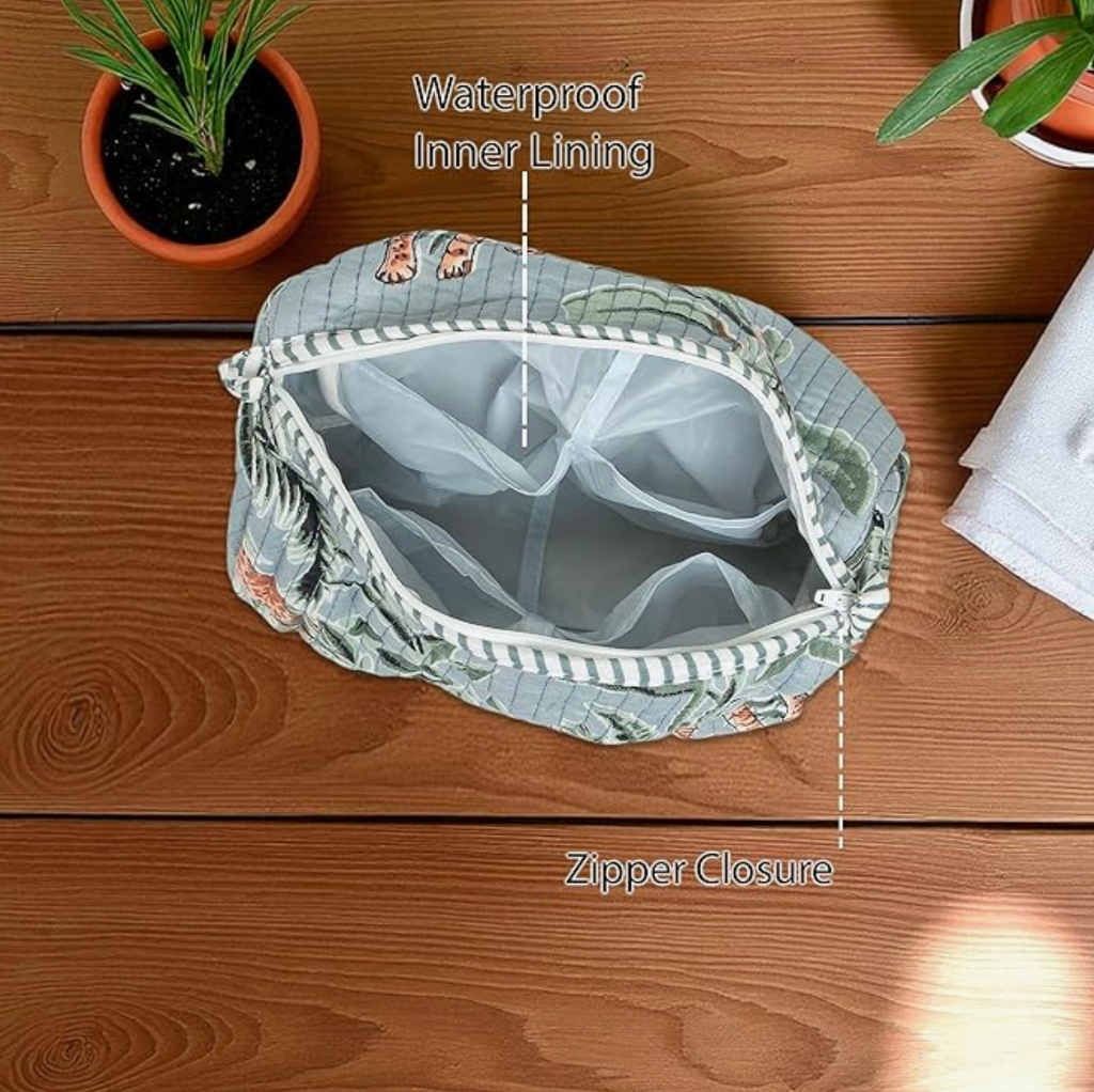Travel Toiletry Bags (Grey Floral)