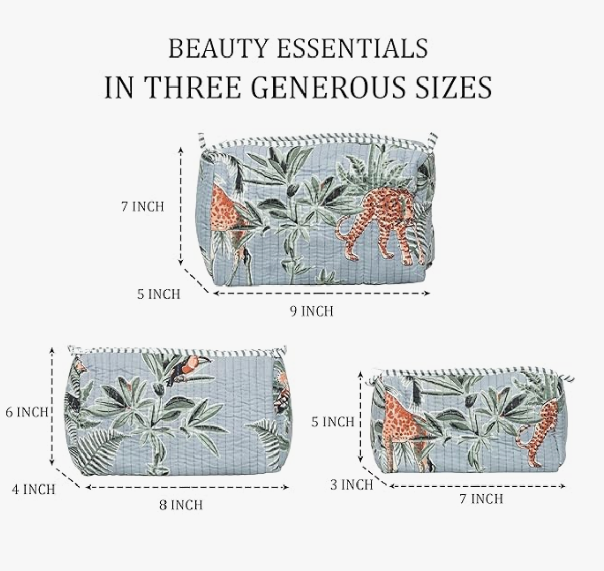 Travel Toiletry Bags (Grey Floral)
