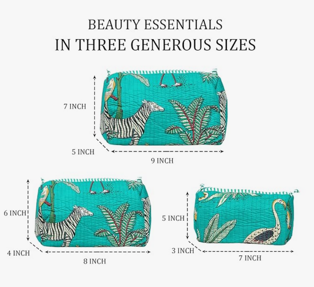Travel Toiletry Bags (Turquoise Jungle)