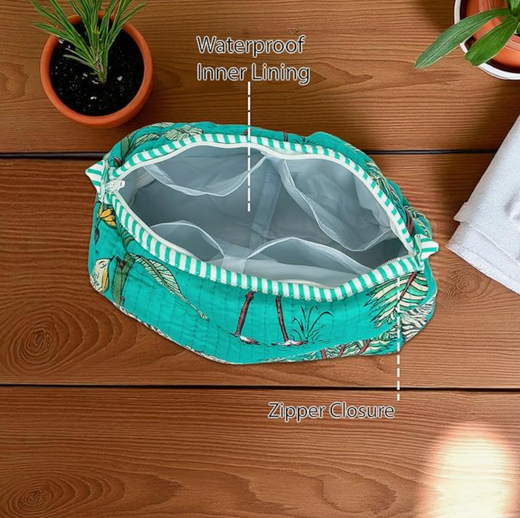 Travel Toiletry Bags (Turquoise Jungle)
