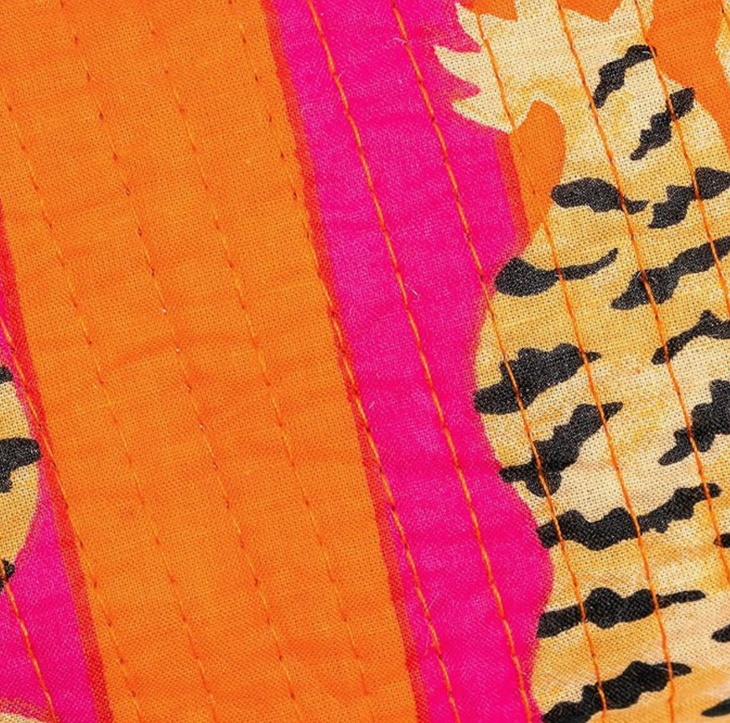 Premium Quilted Tote Bag with Matching Pouches Combo Set (Orange Tiger)