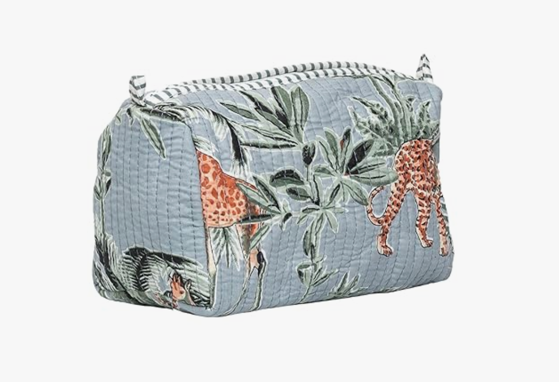 Premium Quilted Tote Bag with Matching Pouches Combo Set (Grey Floral)