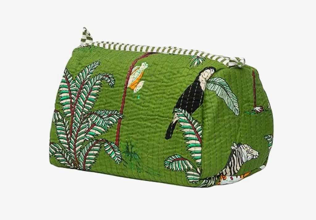 Premium Quilted Tote Bag with Matching Pouches Combo Set (Green Jungle)