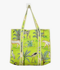 Quilted Cotton Tote Bag (Parrot Green Jungle)