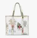 Quilted Cotton Tote Bag (White Floral)